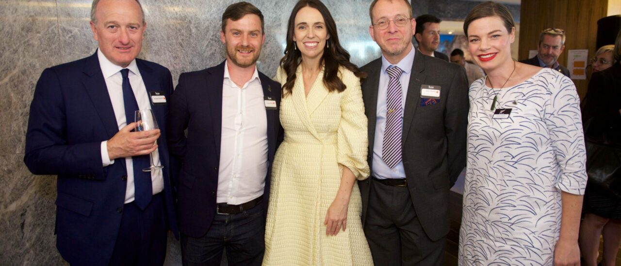 Catalyst IT Europe Managing Director Joey Murison accompanied by UCL's Jason Norton and Rt honourable Jacinda Ardern - Prime Minister of New Zealand